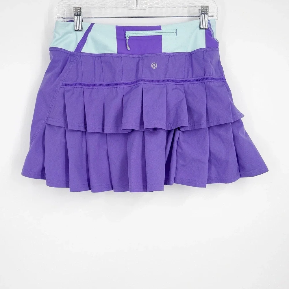 Lululemon Run Pace Setter Skirt Purple Mint Pleated Tennis Skort 6 Tall